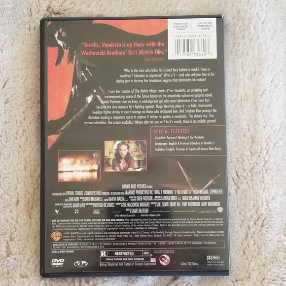 V for Vendetta DVD Movie - Picture 2 of 2